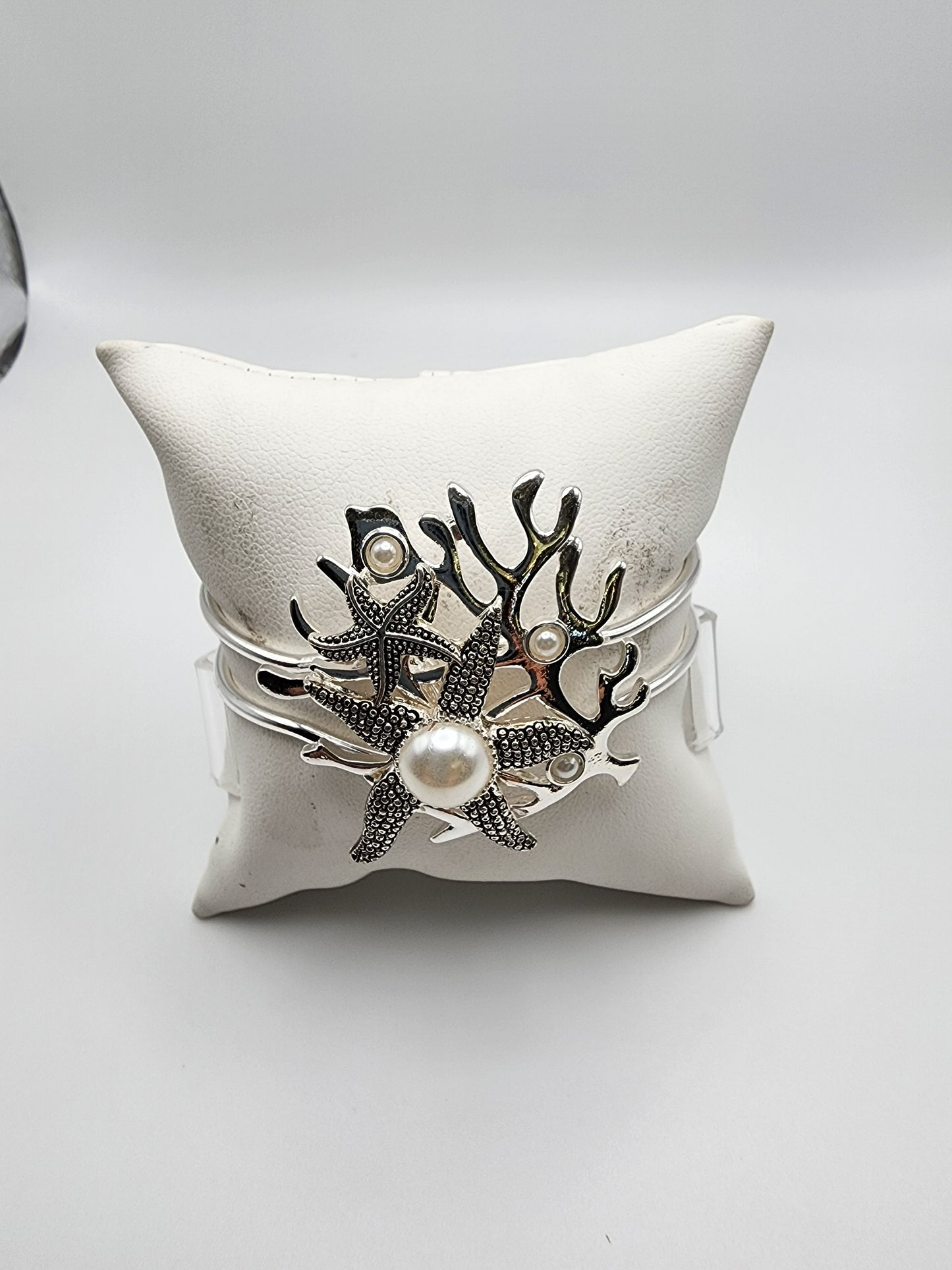 Sterling Starfish & Coral Bracelet with Pearl
