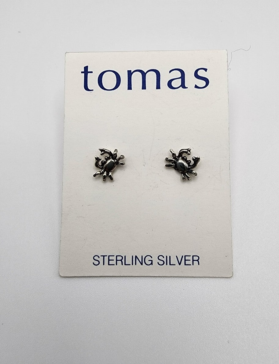 Sterling silver crab earrings
